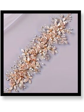 🆕 Rose Gold Floral Bridal Headband